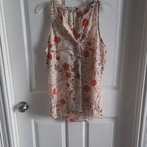 Dalia Floral Tank Top - Cream and Red